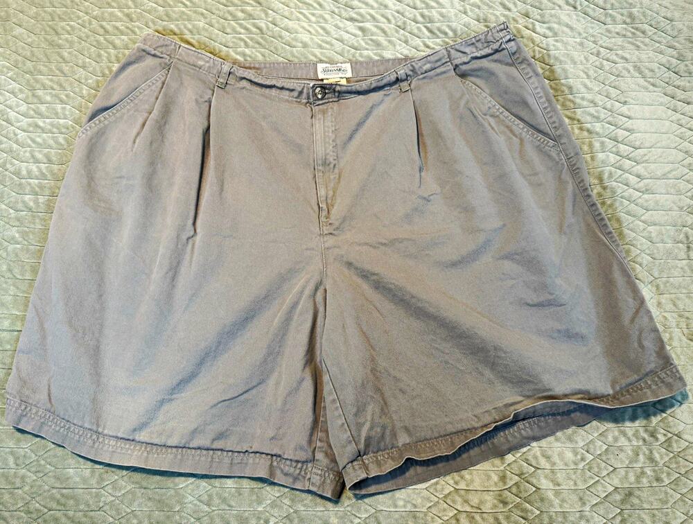 St. John’s Women’s Chino Pleated Cotton Shorts Sz 28w Kakis